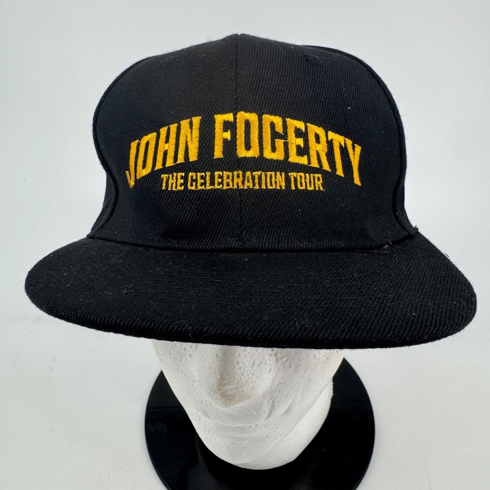 John Fogerty The Celebration Tour Hat Mens Black Yellow Snapback Concert Cap New